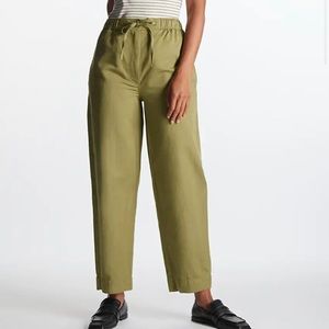 DRAWSTRING BARREL-LEG TROUSERS